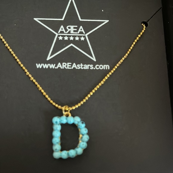 NEW Area Stars beaded initial D gold tone necklace new in box from Nordstrom - Picture 2 of 8